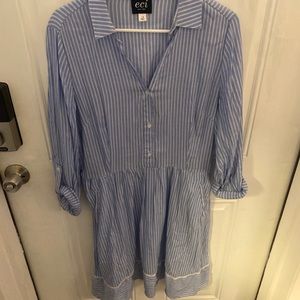Blue and white quarter sleeve dress
